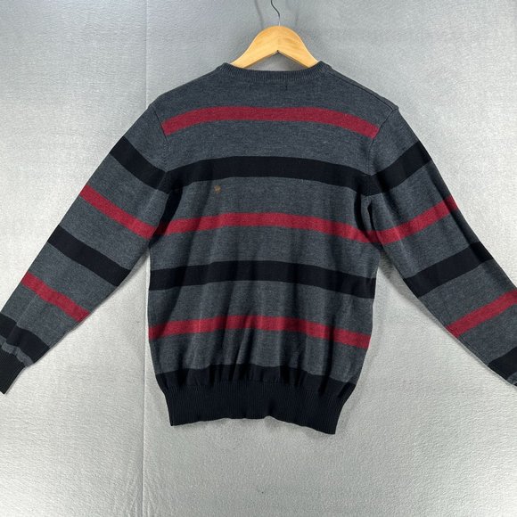 Marq Athletic Fit Mens Striped Sweater Medium Gray Crew Neck Relax Fit Casual - Picture 12 of 16